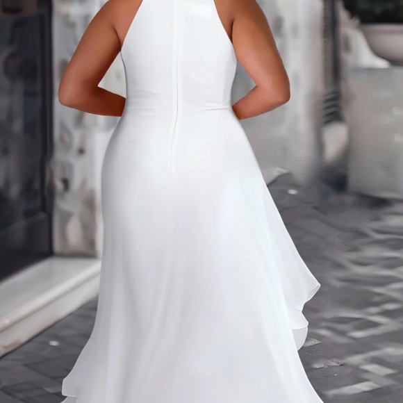 NWT XPLUSWEAR Elegant White Ruffle Evening Dress - Picture 9 of 9